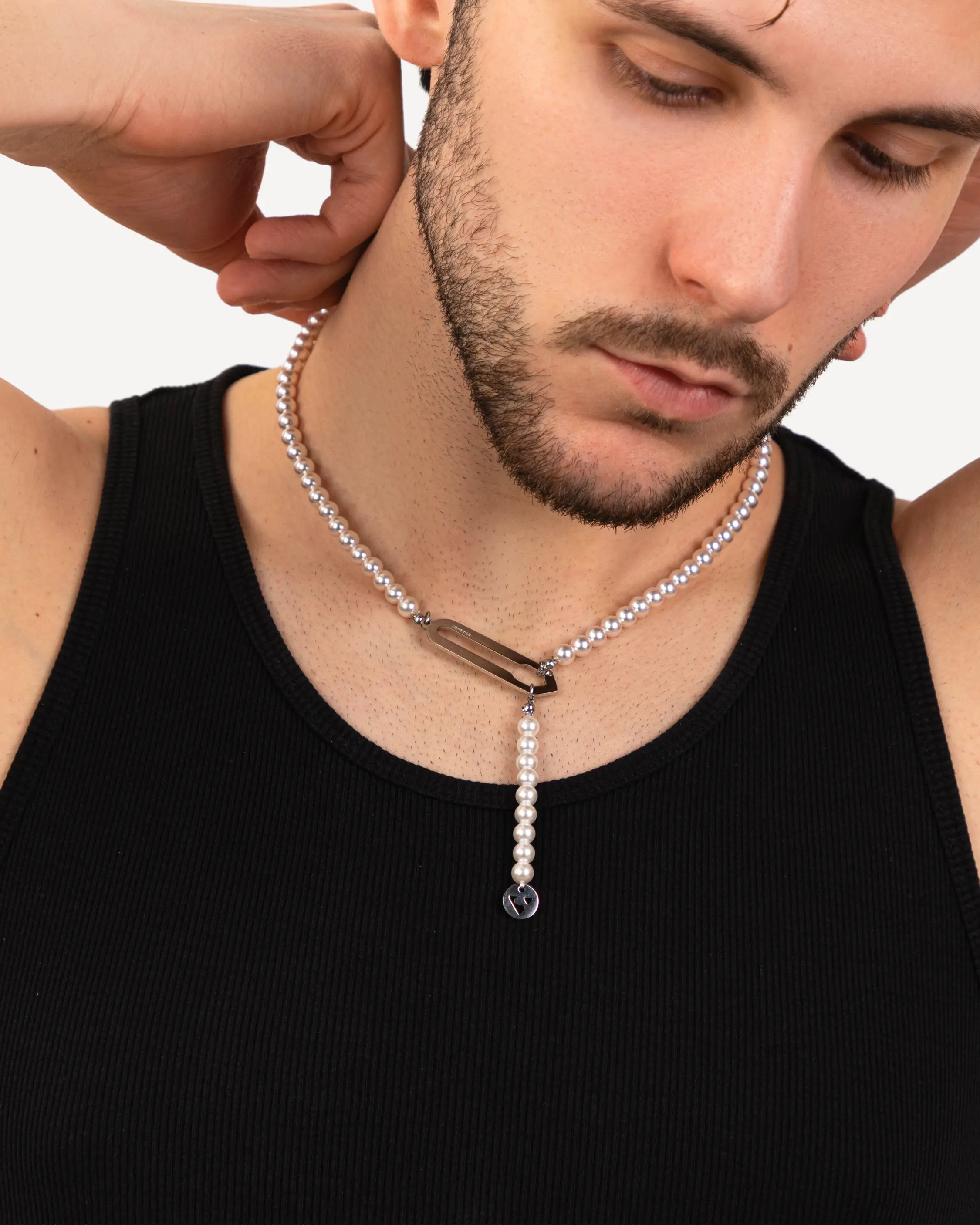 Éclat Gouttes – Perlenhalskette in Silber