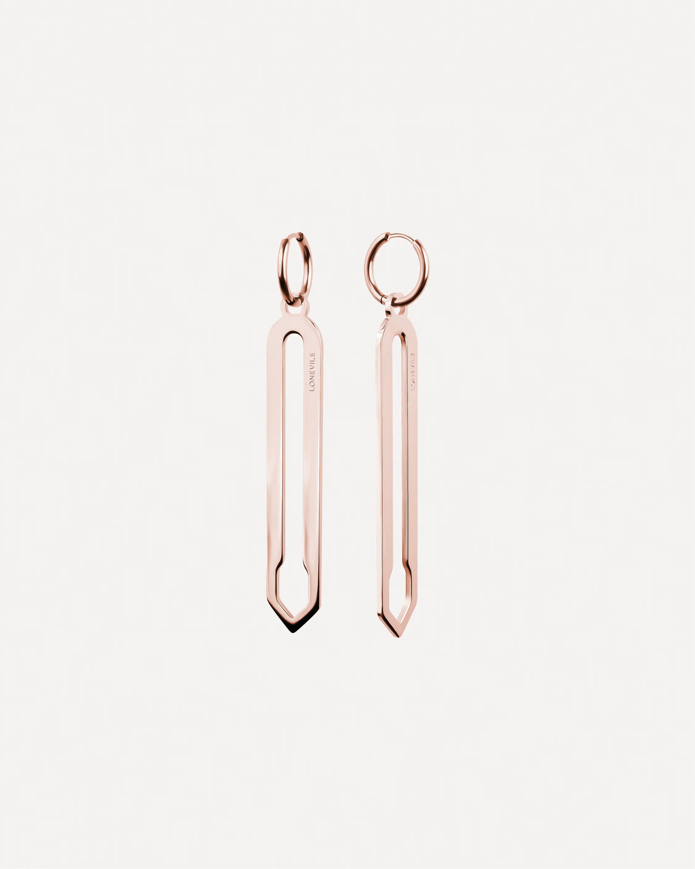 Forma Lamina Ohrringe in Roségold aus 316L-Edelstahl, paarweise abgebildet.