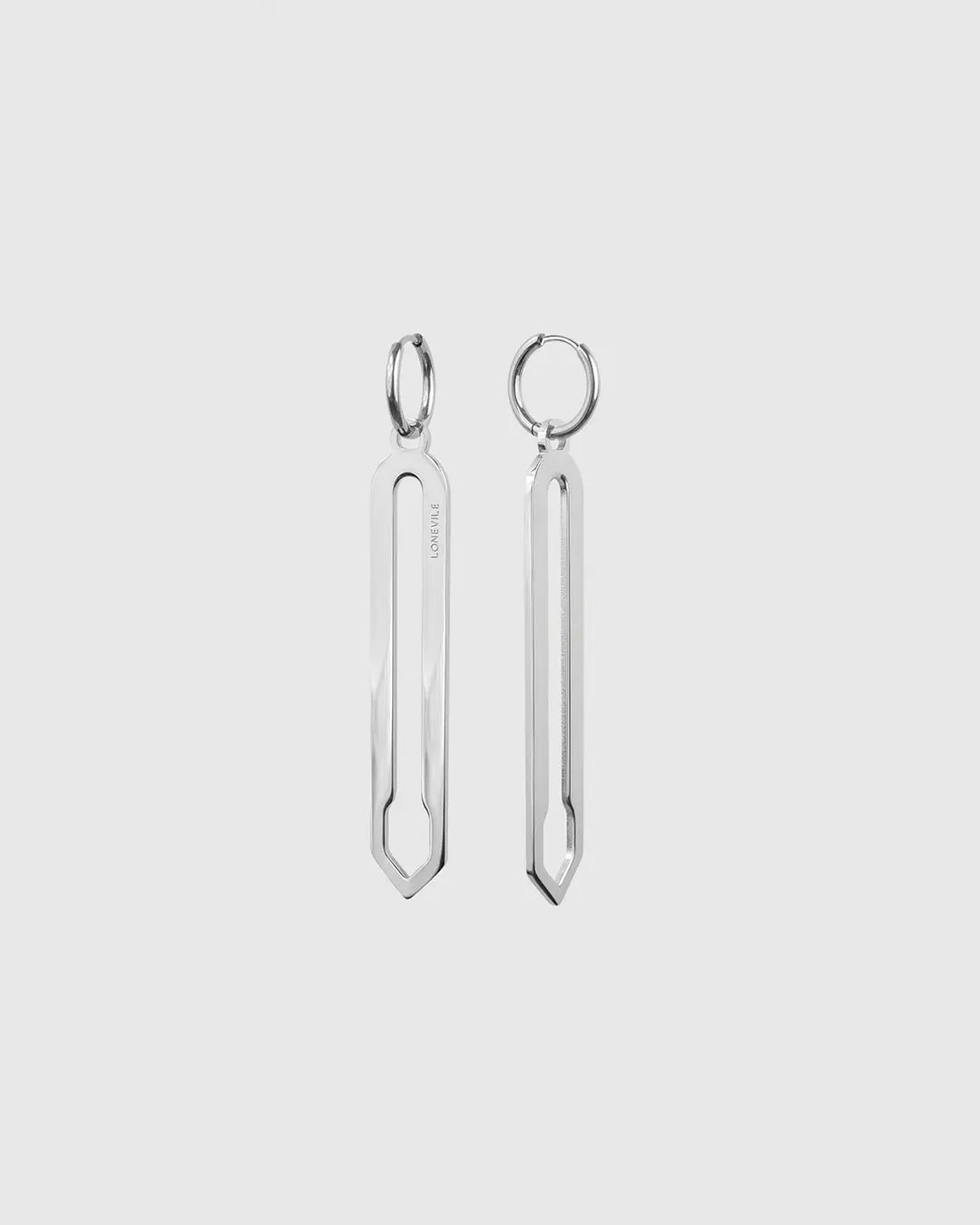 Forma Lamea Ohrringe in Silber aus 316L-Edelstahl, paarweise abgebildet.