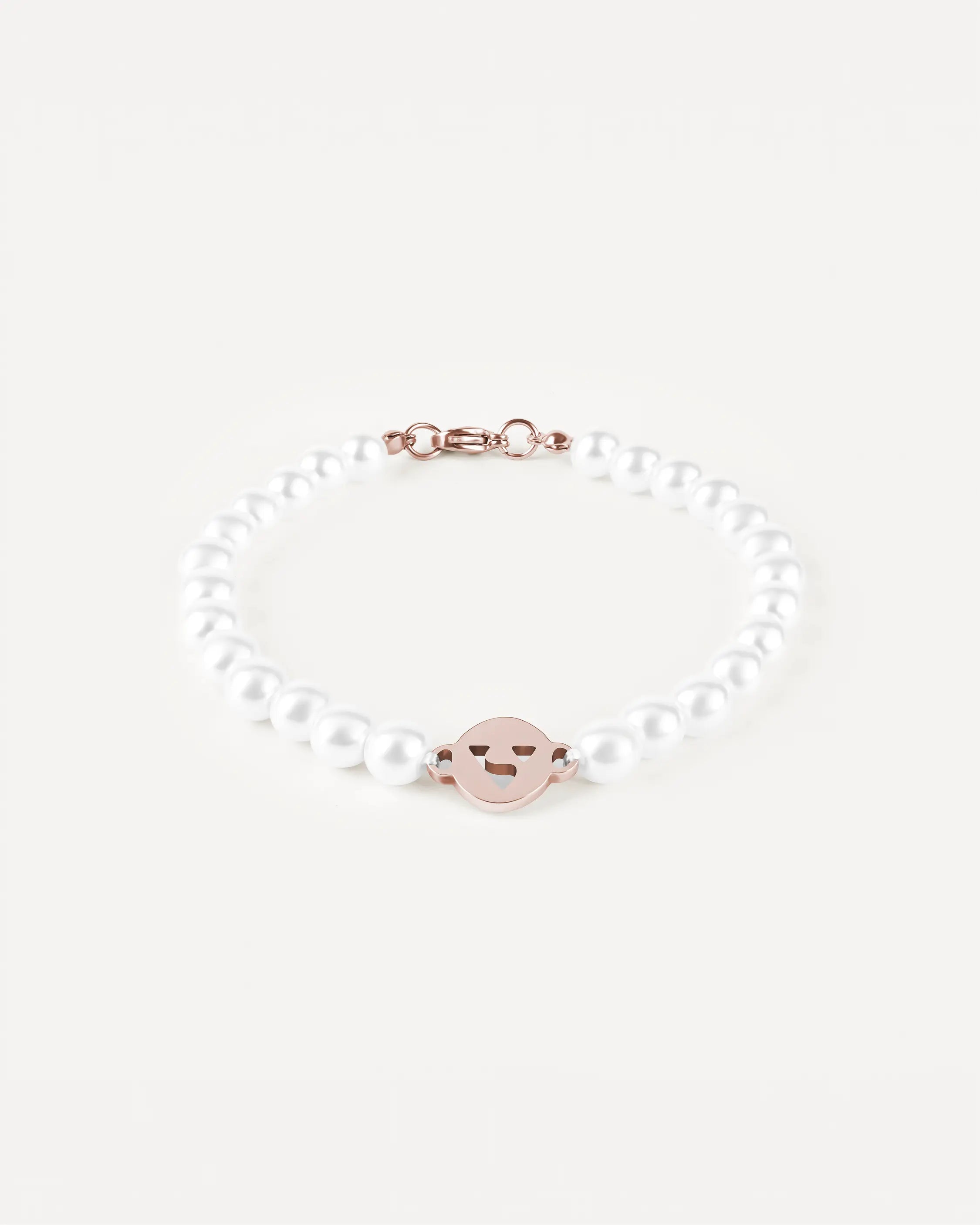Roségoldenes Éclat Lien Armband aus 316L-Edelstahl und Glasperlene, vollständig sichtbar.