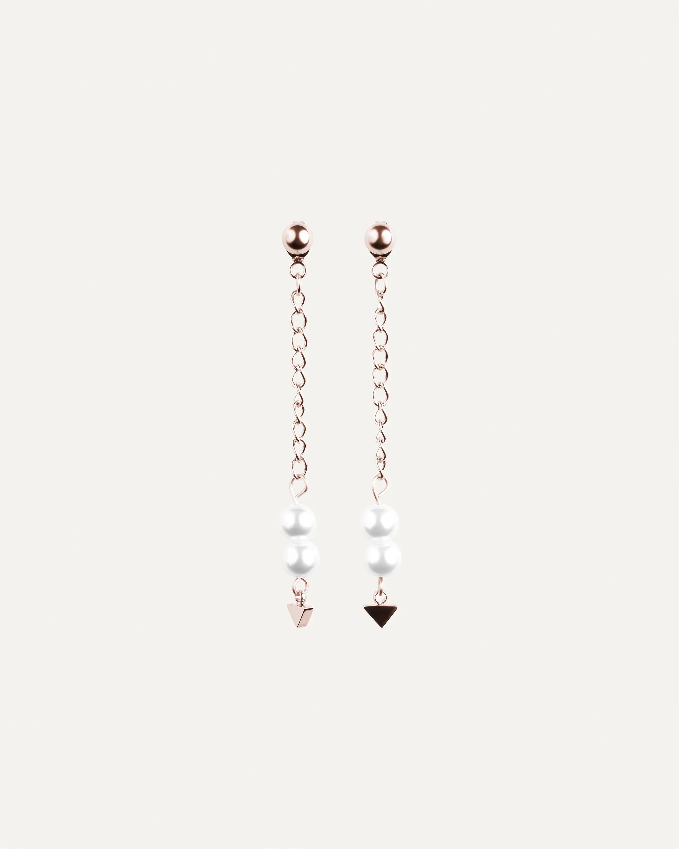 Éclat Larmes Ohrringe in Roségold aus 316L-Edelstahl und Glasperlen, paarweise abgebildet.