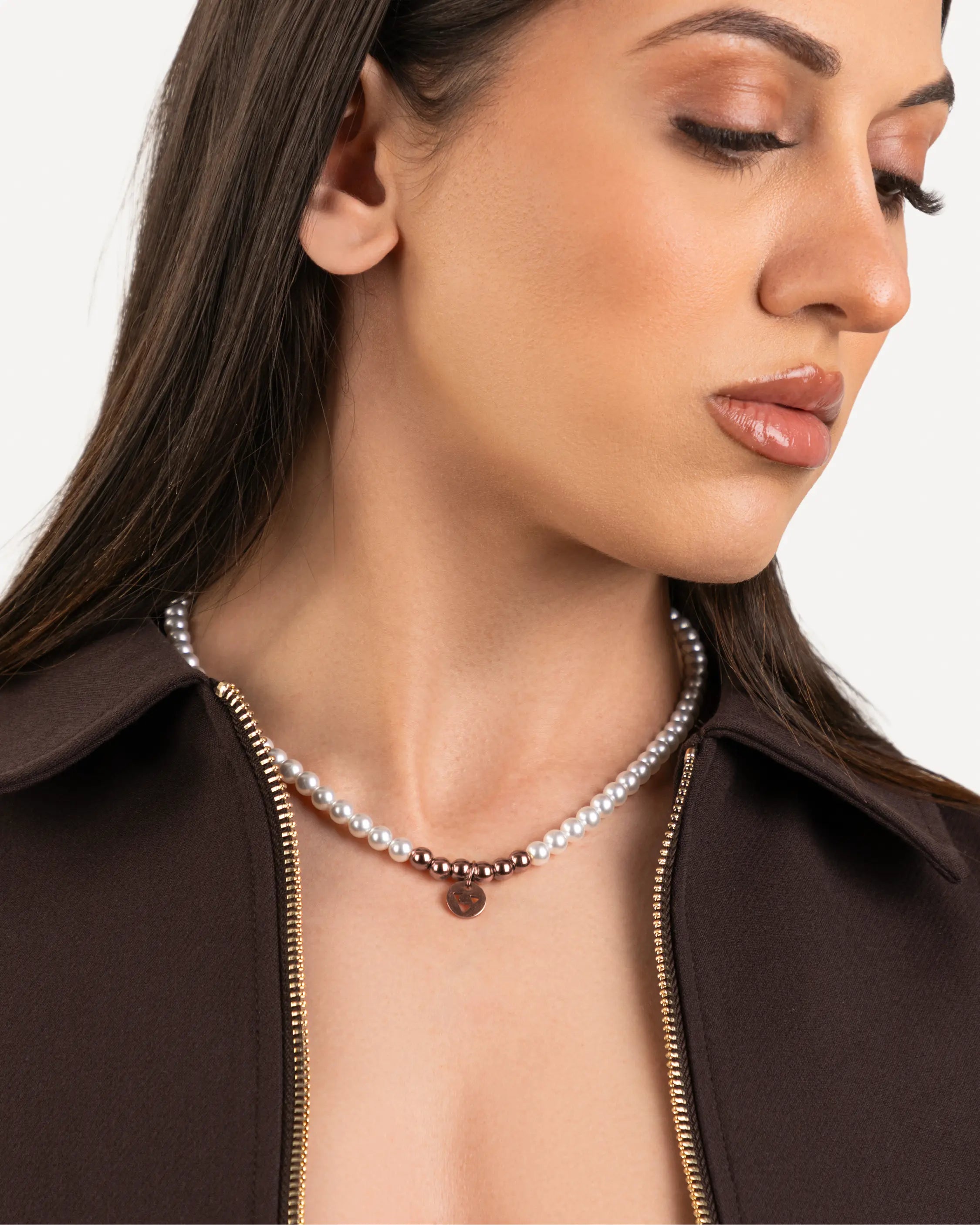 Éclat Collier – Perlenhalskette in Roségold