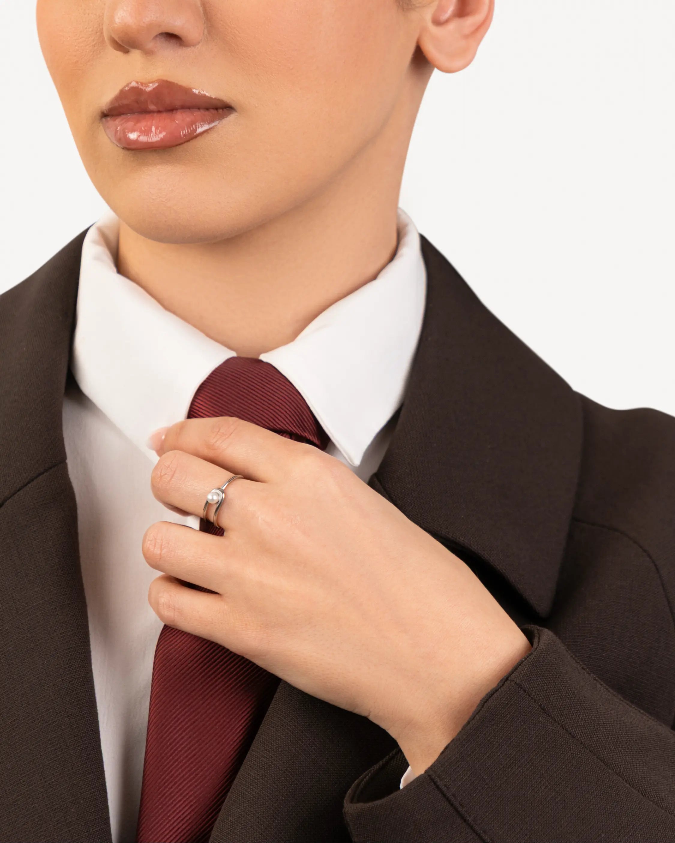 Éclat Sphère – Perlenring in Silber